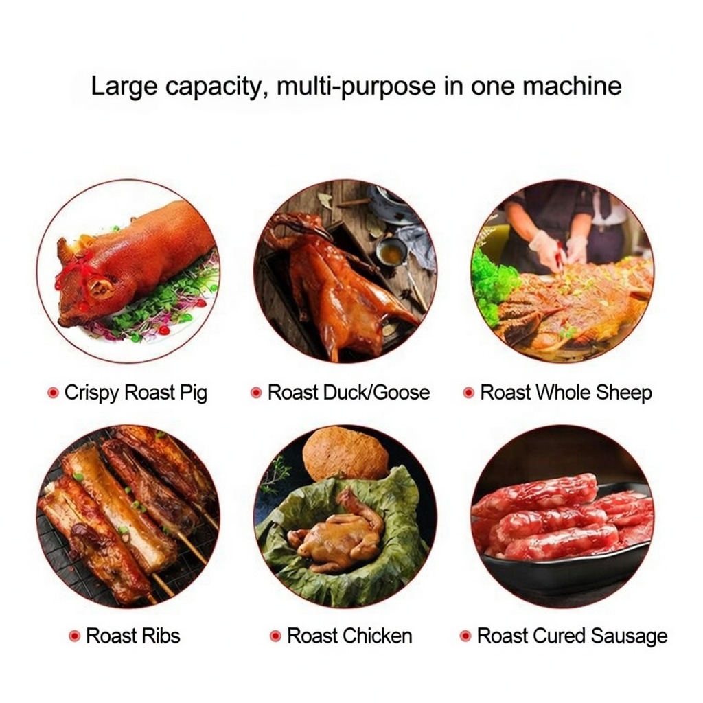 გაზის სამრეწველო  ღუმელი KN-3132 – დიდი ტევადობის, ავტომატური BBQ სისტემა / ქათმის, ღორისა და ცხვრის შესაწვავი მრავალფუნქციური გაზის ღუმელი