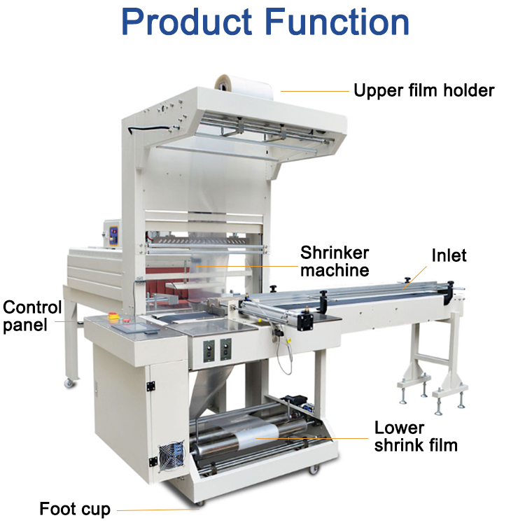 ნახევრად ავტომატური  თბოშეკუმშვადი შესაფუთი მანქანა / ბოთლების შესაფუთი დანადგარი  PVC / PE / POF ფირის სახელოებით