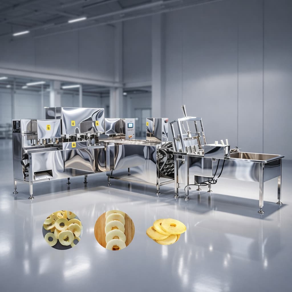 ვაშლის და მსხლის ავტომატური სარეცხი, გამთლელი და გულის ამომღები სამრეწველო კონვეიერული მანქანა – 600–800 კგ/სთ წარმადობა