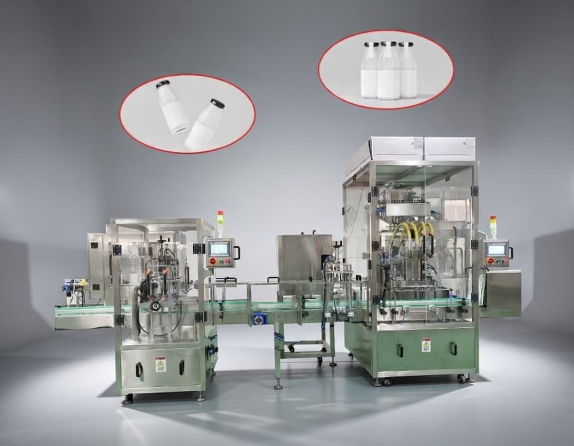 რძის დგუშიანი ავტომატური შემავსებელი და დახუფვის ხაზი GH-MK4 – 4 თავი, 500-2000 BPH