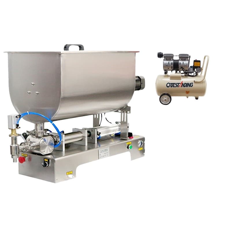 სქელი მასის დოზატორი მიქსერით — ნახევრად ავტომატური პისტონური შემავსებელი მანქანა (10–5000 მლ)