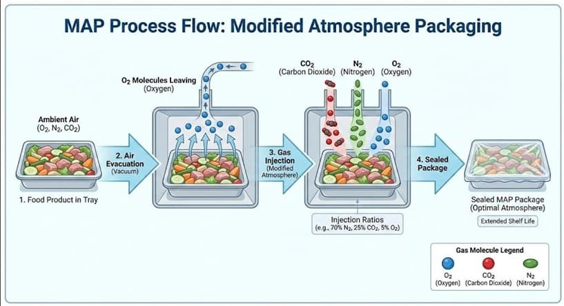 MAP უჯრის დალუქვის ავტომატური მანქანა KBT-450 | ვაკუუმი + გაზის შევსება | 300-400 უჯრა/სთ