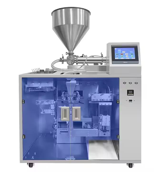 ZIP პაკეტების შემავსებელი და დალუქვის ავტომატური ვერტიკალური მანქანა SMFZ-500S | საკვების შეფუთვის თანამედროვე ინდუსტრიული გადაწყვეტა