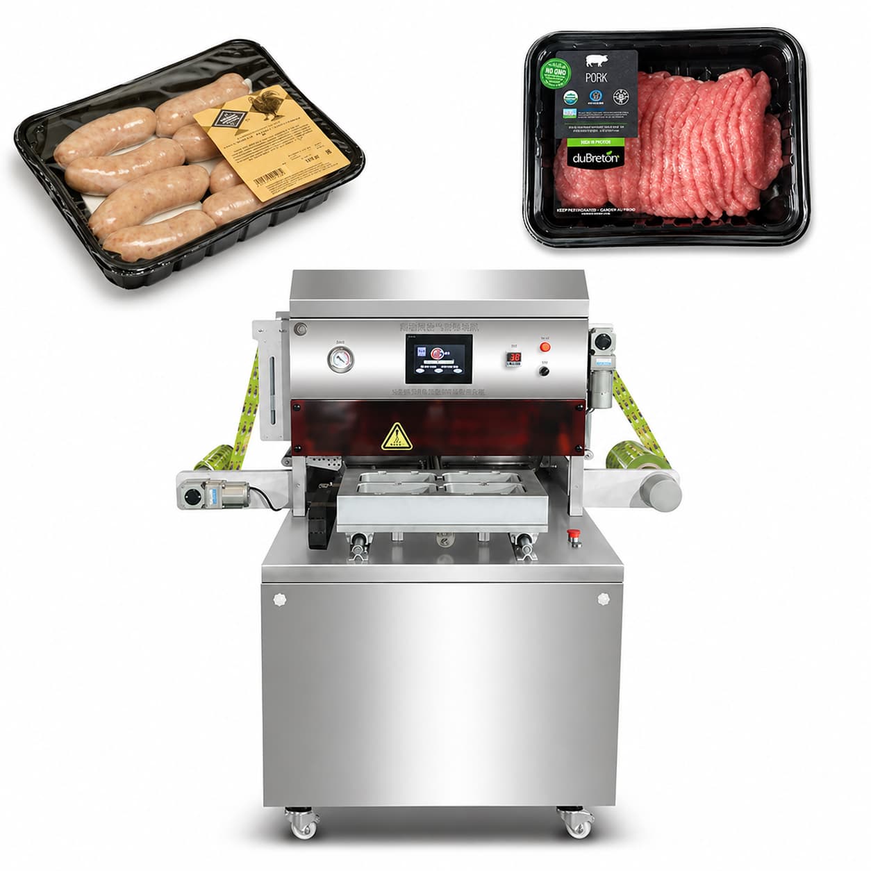 MAP უჯრის დალუქვის ავტომატური მანქანა KBT-450 | ვაკუუმი + გაზის შევსება | 300-400 უჯრა/სთ