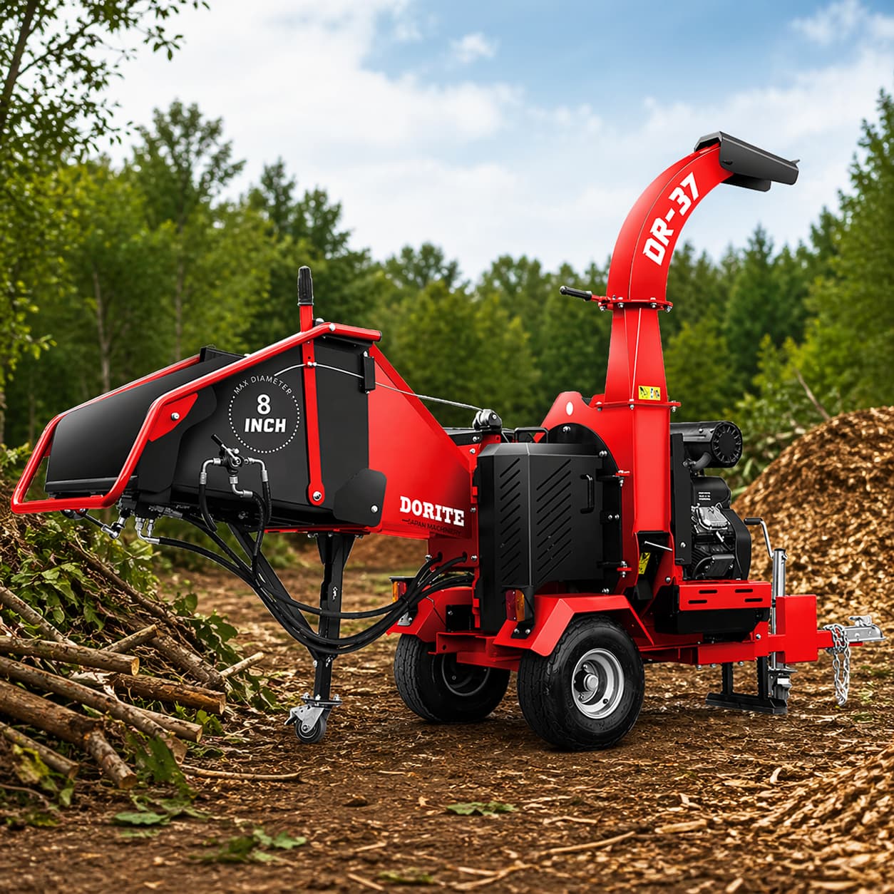 Professional 15HP Gasoline Wood Chipper on Wheels | Heavy-Duty Branch Shredder