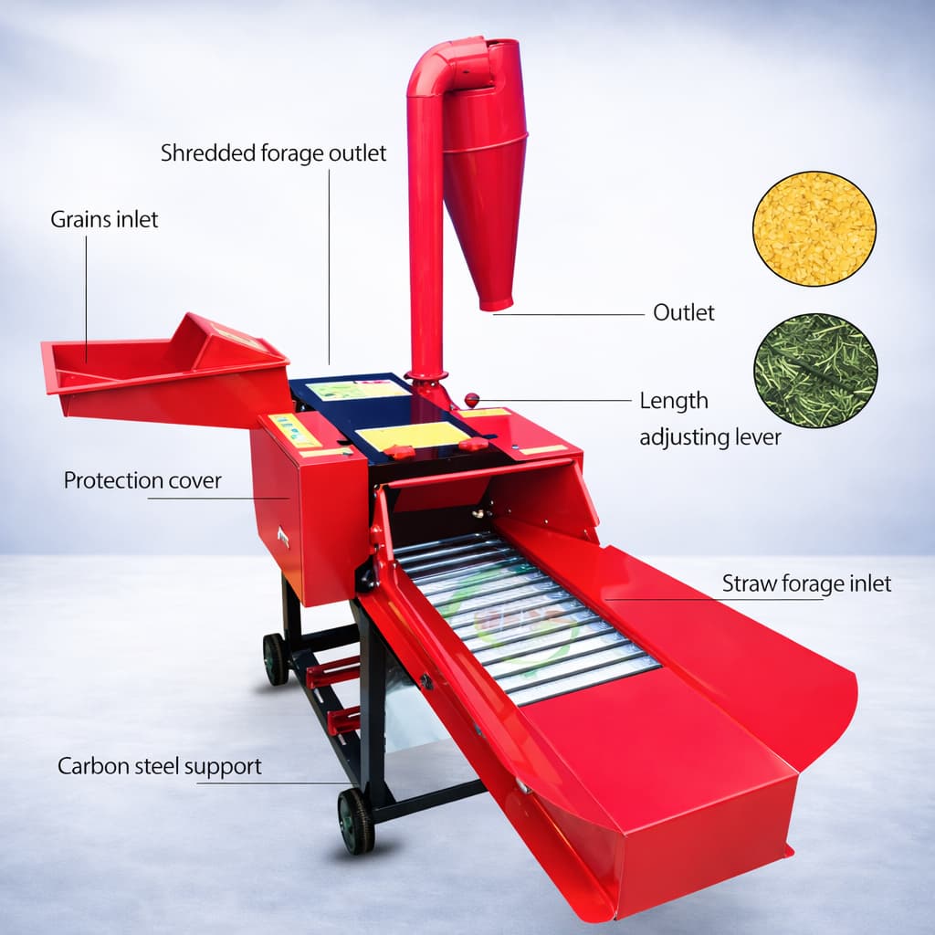 სიმინდის ღეროს დასაფქვავი დანადგარი BD480 — ჩალისა და თივის საჭრელი 4800 კგ/სთ